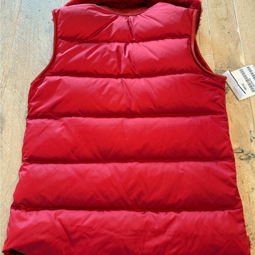 Wolfie Women's Plush Red Dyed Shearling Down Filled Vest NWT L - Picture 13 of 13